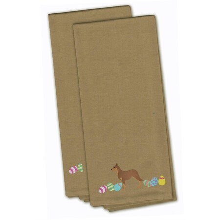 Carolines Treasures Australian Kelpie Easter Tan Embroidered Kitchen Towel CK1600TNTWE